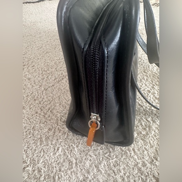 Cole Haan Vintage Black Leather Satchel with Amber Resin Hardware - Picture 8 of 15